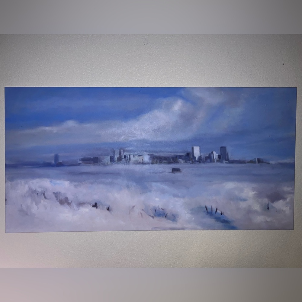 Original handmade canvas painting 24” x 48” CITY